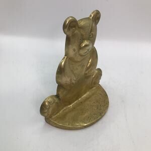 Vintage Single Brass Bear Figure Bookend 5"x4"x2"